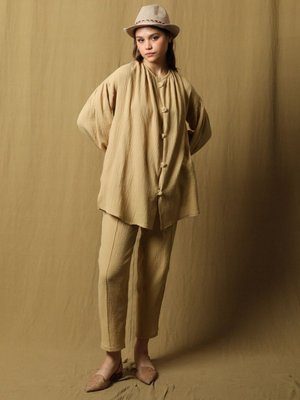 Balon Kol Müslin Takım Bej Balon Kol Müslin Takım Bej