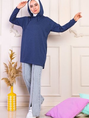 Kapüşonlu Sweat Lacivert Kapüşonlu Sweat Lacivert