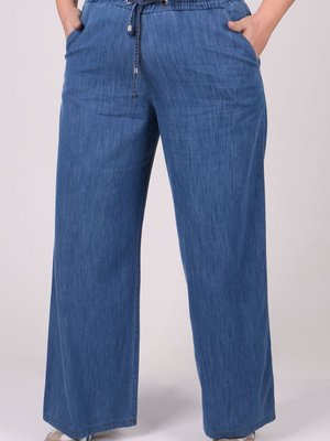 Mavi Büyük Beden Bol Paça Kot Pantolon