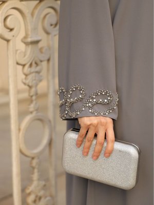 Özel Tasarım El İşlemeli Kristal Boncuklu Ferace