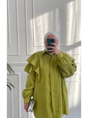 Butik Emimoza Fırfırlı Jakarlı Gömlek