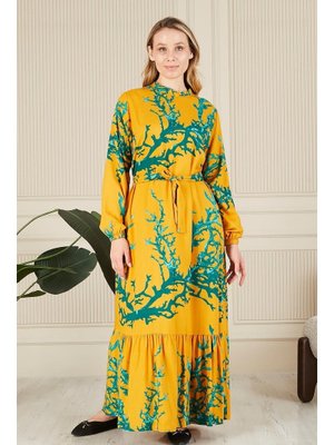 Hardal Kadin Hakim Yaka Buyuk Beden Tesettur Viskon Kumas Pileli Ve Piliseli Elbise Hardal Kadin Hakim Yaka Buyuk Beden Tesettur Viskon Kumas Pileli Ve Piliseli Elbise