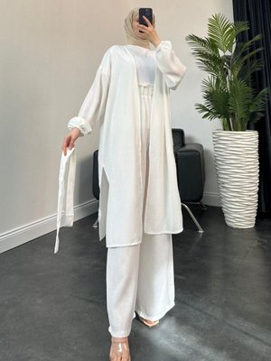 Magnus Keten Kimono Takım Beyaz