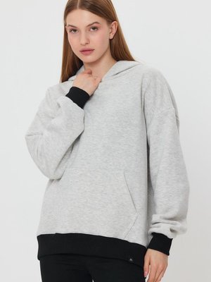 Gri Kangru Cepli Kapişonlu Sweatshirt Gri Kangru Cepli Kapişonlu Sweatshirt