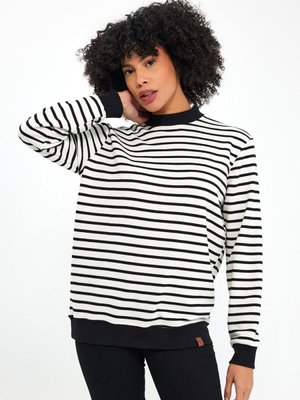 Siyah Beyaz Bisiklet Yaka Çizgili Sweatshirt Siyah Beyaz Bisiklet Yaka Çizgili Sweatshirt