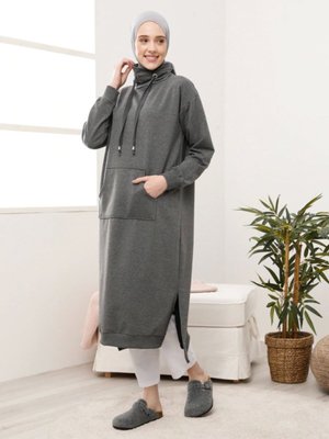 Boğazlı Yaka Cepli Sweatshirt Antrasit Boğazlı Yaka Cepli Sweatshirt Antrasit