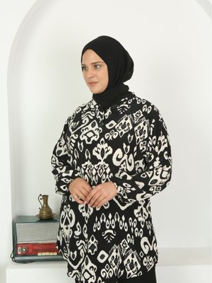 Maroken Mevsimlik Viskon Desenli Rahat Kumas Tunik