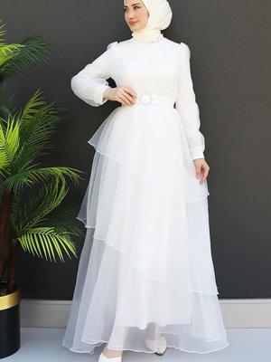 Hüma Abiye Elbise Beyaz