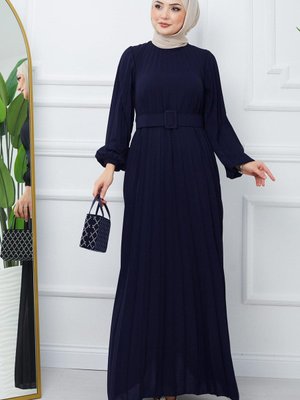 Kemerli Piliseli Aerobin Elbise Lacivert Kemerli Piliseli Aerobin Elbise Lacivert