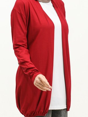 Kuşaklı Viskon Lastikli Spor Ceket Hırka