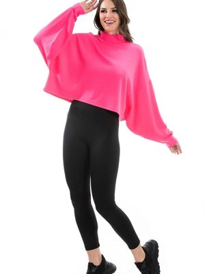 Fuşya Şardonlu Yarasa Kol Sweatshirt Fuşya Şardonlu Yarasa Kol Sweatshirt