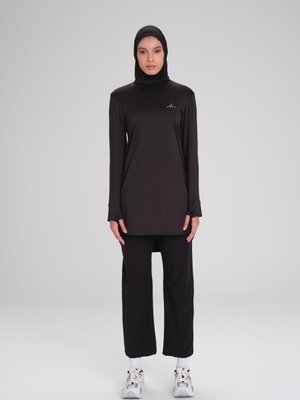 Active Uzun Kollu Bisiklet Yaka Siyah Antrenman Tişörtü Act