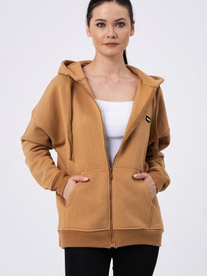 Bej Fermuarlı Kapüşonlu Sweatshirt Bej Fermuarlı Kapüşonlu Sweatshirt