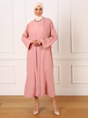 Koyu Gül Aerobin Elbise & Ferace İkili Takım