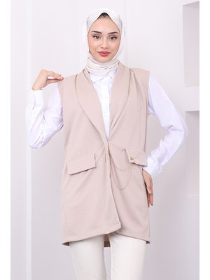 Bej Zincir Detaylı Yelek Bej Zincir Detaylı Yelek