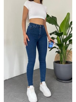 Koyu Mavi Likra Kot Pantolon