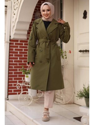 Haki Apolet Detaylı Trençkot Haki Apolet Detaylı Trençkot
