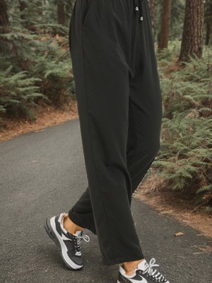 Siyah Beli Lastikli Cepli Pantolon