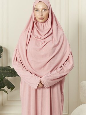 Pamuk Penye Kendinden Başörtülü Namaz Elbisesi