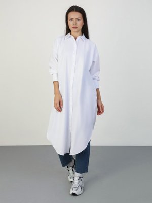 Off White Pamuklu Poplin Oversize Gömlek Tunik
