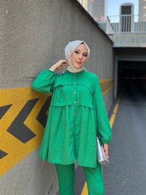 Keten Yazlık Pantolonlu İkili Alt Üst Takım