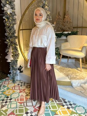 Acı Kahve Henza Elisa Piliseli Uzun Etek Acı Kahve Henza Elisa Piliseli Uzun Etek