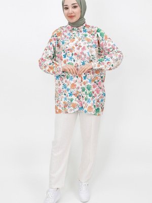 Ekru Gül Desenli Keten Kumaş 2li Takım Ekru Gül Desenli Keten Kumaş 2li Takım