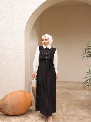 Siyah Çizgili Elbise