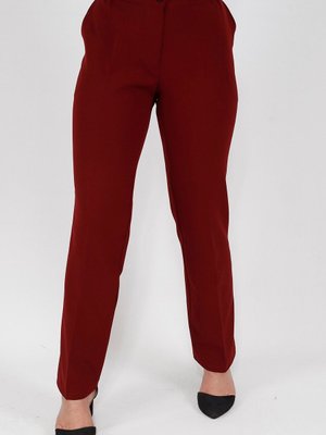 Bordo Beli Lastikli Büyük Beden Kumaş Pantolon Bordo Beli Lastikli Büyük Beden Kumaş Pantolon