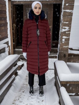 Bordo Kapuşonlu Şişme Mont Bordo Kapuşonlu Şişme Mont