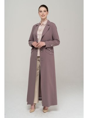 Vizon Erkek Yaka Apolet Detaylı Metal Düğmeli Astarlı Pardesü