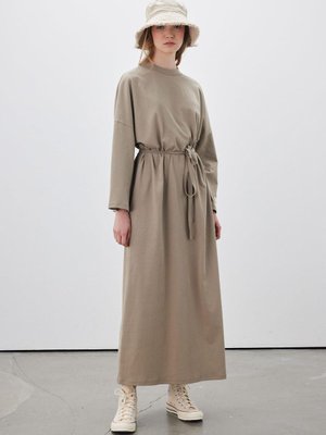 Oversıze Uzun Rahat Elbise Vizon Oversıze Uzun Rahat Elbise Vizon