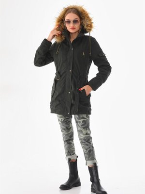 Haki Italyan Kapüşonlu Koton Kaban Haki Italyan Kapüşonlu Koton Kaban