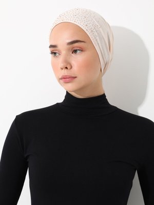 Acik Bej Taşlı Üçgen Kosinka Bone