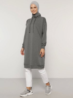 Boğazlı Yaka Cepli Sweatshirt Antrasit Boğazlı Yaka Cepli Sweatshirt Antrasit