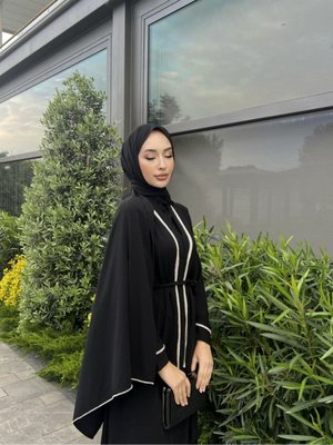 Taşlı Black Abaya