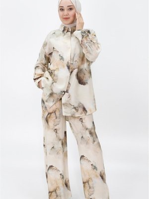 Kahve Jessıca Kumaş Desenli İkili Takım Kahve Jessıca Kumaş Desenli İkili Takım