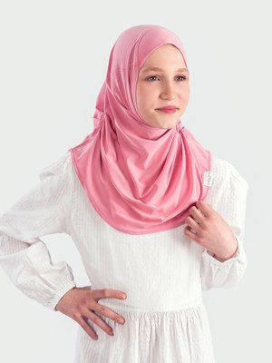 Pembe Pratik Pileli Çocuk Hazır Türban Pembe Pratik Pileli Çocuk Hazır Türban