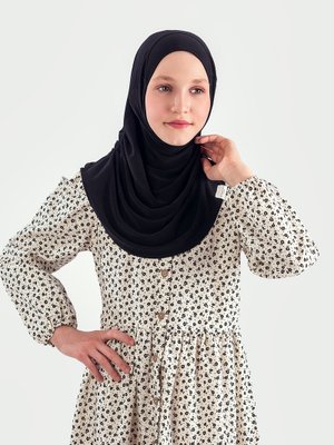 Siyah Pratik Pileli Kız Çocuk Hazır Eşarp Hijab Siyah Pratik Pileli Kız Çocuk Hazır Eşarp Hijab