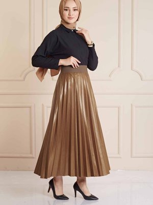 Kopya Taba Deri Görünümlü Piliseli Etek Me370taba Kopya Taba Deri Görünümlü Piliseli Etek Me370taba