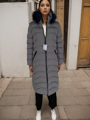 Gri Kapuşonlu Şişme Mont Gri Kapuşonlu Şişme Mont