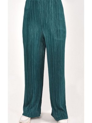 Zümrüt Yeşili Bürümcük Kumaş Geniş Paça Pantolon Zümrüt Yeşili Bürümcük Kumaş Geniş Paça Pantolon