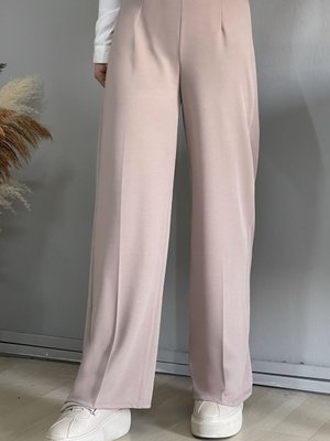 Bol Paça Beli Lastikli Pantolon Taş Bol Paça Beli Lastikli Pantolon Taş