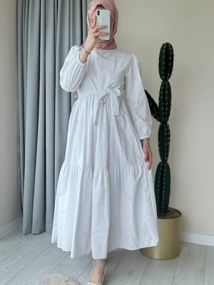 Desenli Beyaz Elbise