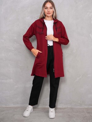 Bordo Taşlı Eşofman Takım