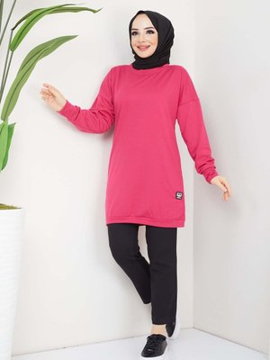 Fuşya Aksesuarlı Tunik
