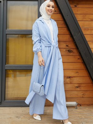 Vema Yırtmaçlı Salaş İkili Takım Bebe Mavisi