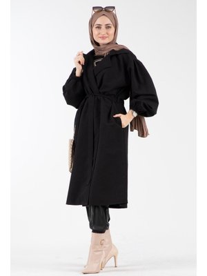 Siyah Kruvaze Yaka Lidya Trençkot Siyah Kruvaze Yaka Lidya Trençkot