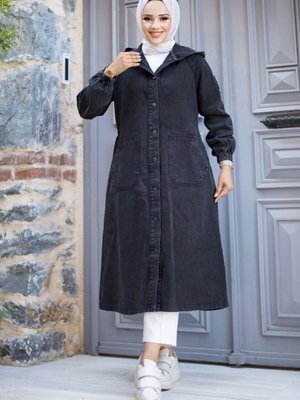 Kolları Çakımlı Kot Kap Antrasit