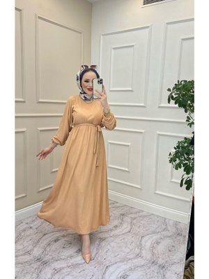 Vizon Yarasa Kol Bel Lastikli Elbise